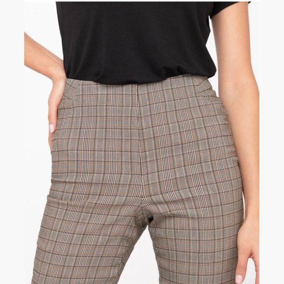 Ricki’s Plaid Pants Women’s Small Brown Slim Fit Work Pants High Rise Office Car - Picture 5 of 15